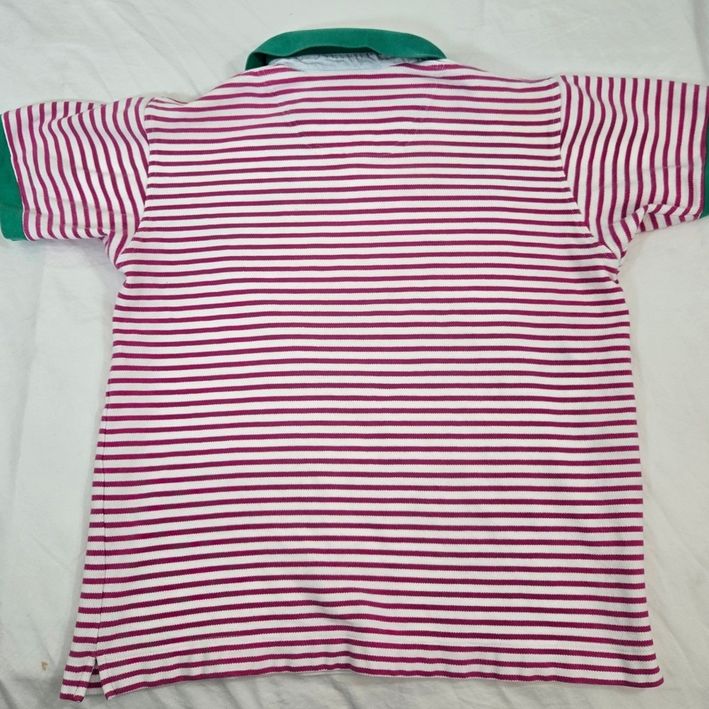 Vint 90s Water Mill Sport Polo Shirt Mens M Pink Green Striped Boxy Grandpacore - Picture 4 of 10